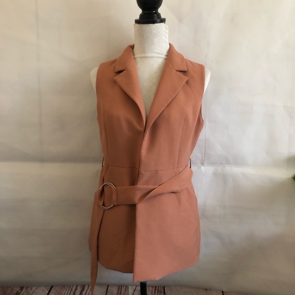 belted sleeveless blazer 4th & Reckless - Picture 1 of 9